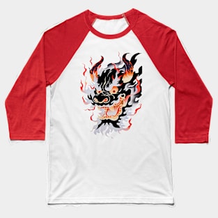 Smoking Traditional Oni Mask Baseball T-Shirt
